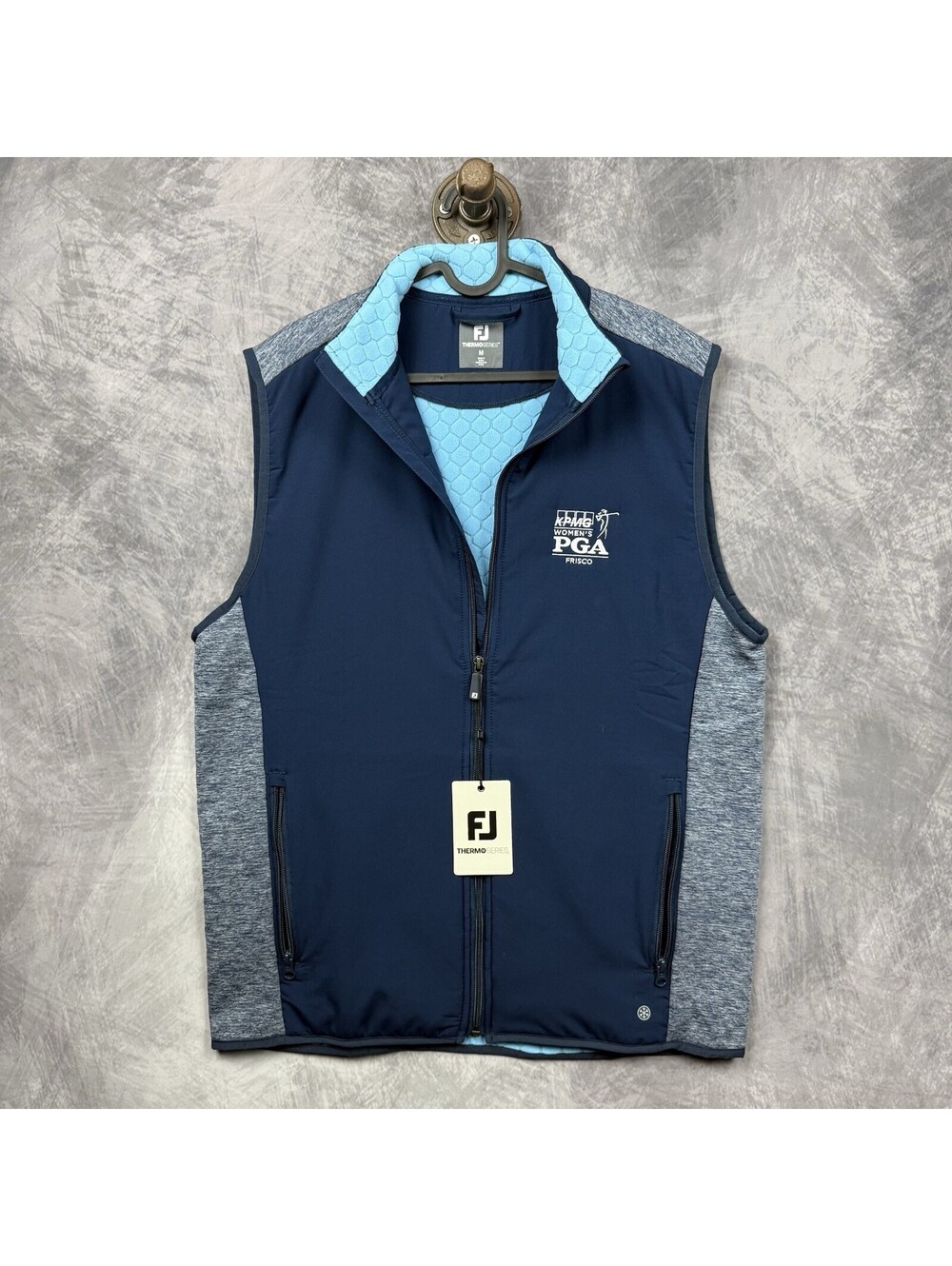 NWT Footjoy Thermo Series Vest Mens M NAVY Full Zip Grid Fleece Golf Mock Neck
